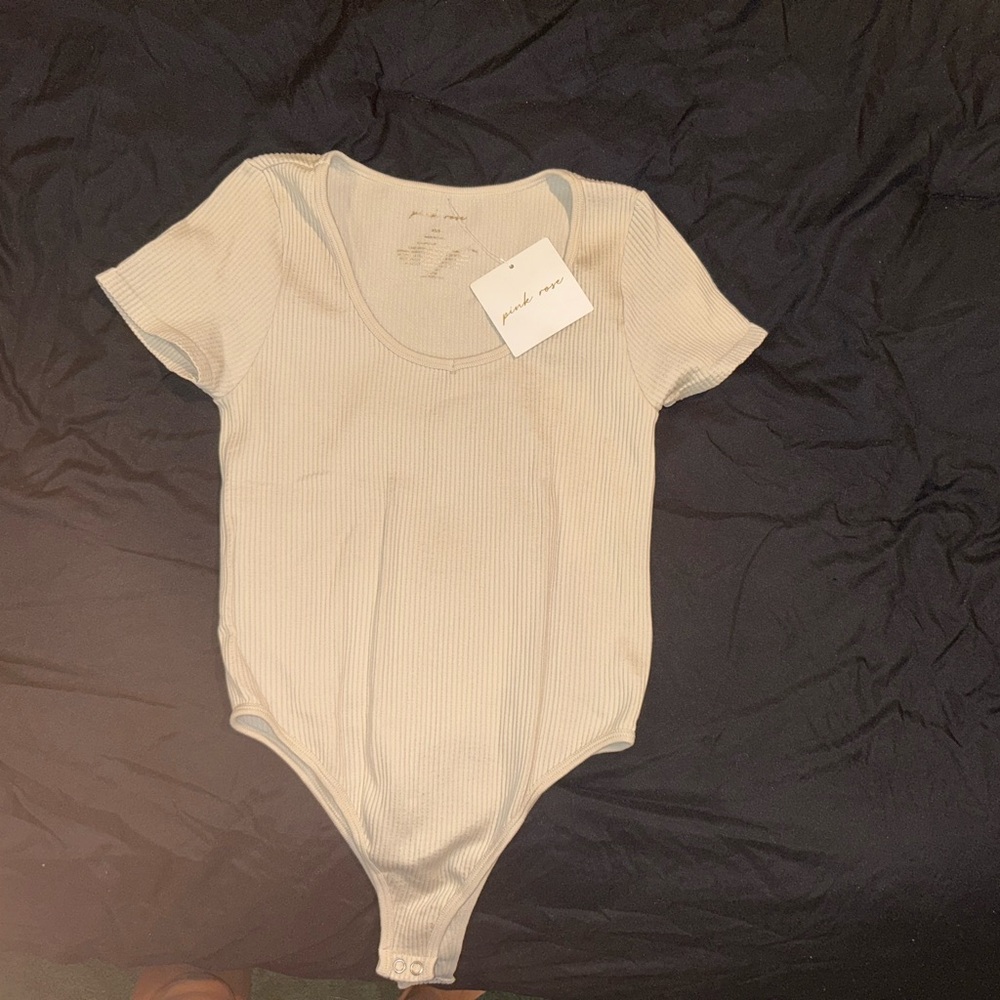 Cream Ribbed Bodysuit